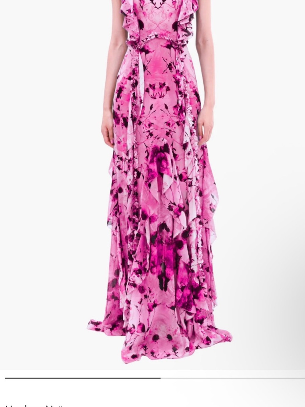 Floral Pink Ruffle Tie-Waist Maxi Dress by Marchesa Notte NWOT - Picture 2 of 4